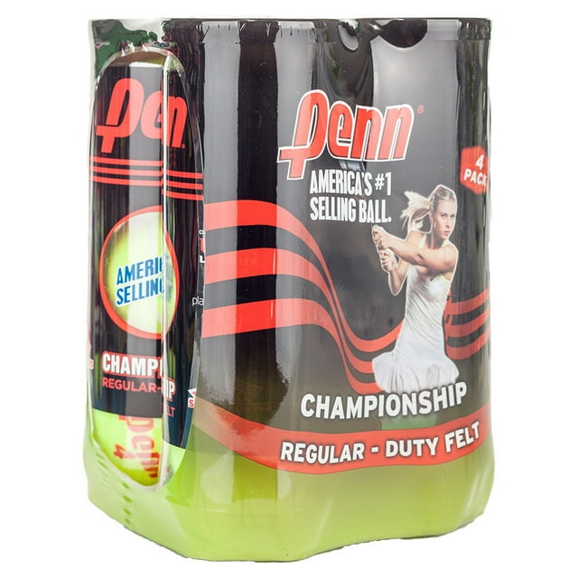 Penn Championship Regular Duty Tennis Balls - 4 Pack (Shrink wrapped)